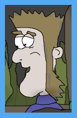 silhouette of amiable, spike-haired man with very bushy beard