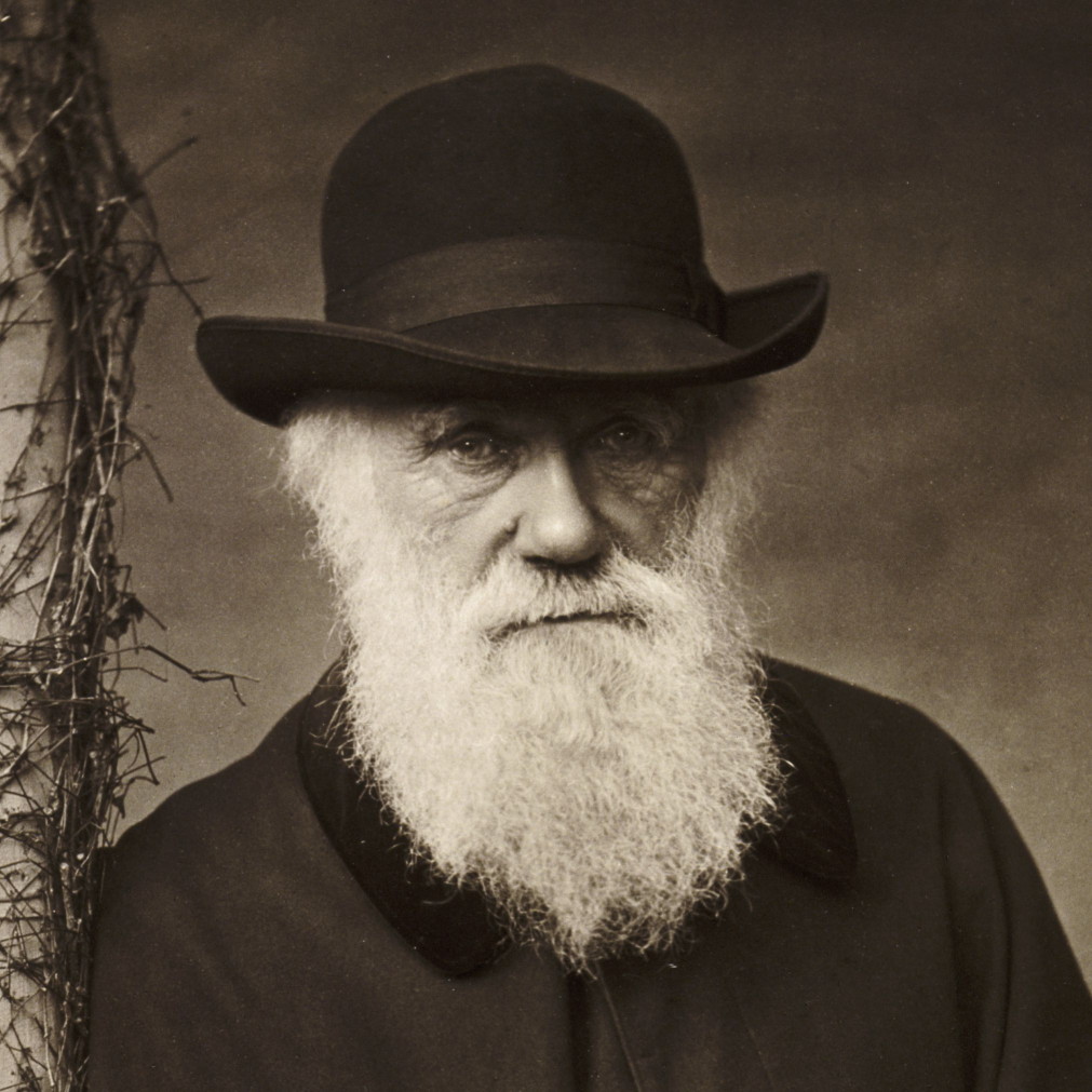 photograph of Charles Darwin in a hat