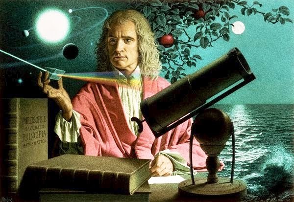 drawing of Newton by Jean-Leon Huens