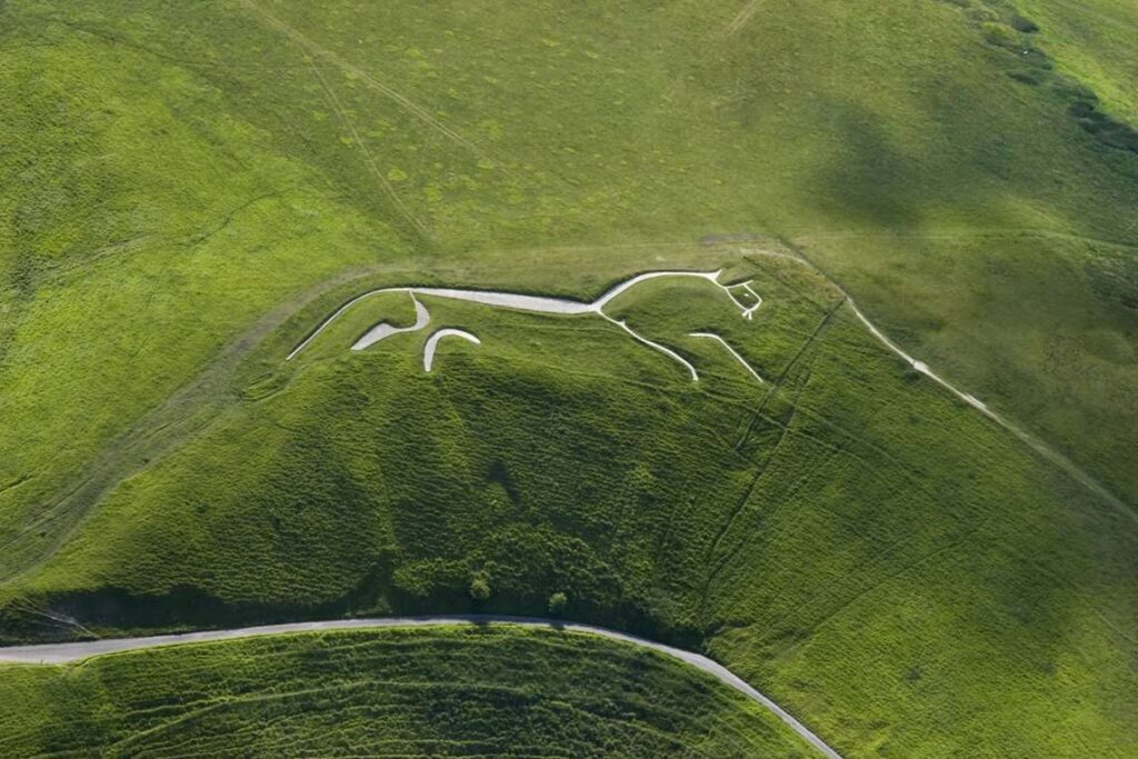 aerial view of White Horse of Uffington