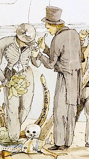 drawing of Darwin showing specimens to a sailor