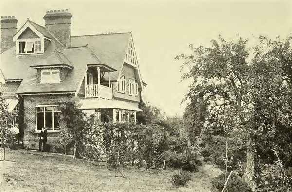 b&w photo of house and tree