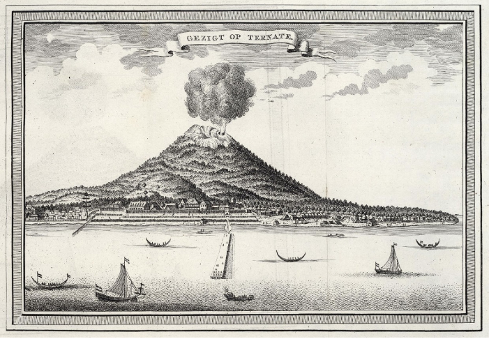 Victorian drawing of volcanic island