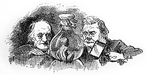 drawing of two men inspecting a specimen in a jar
